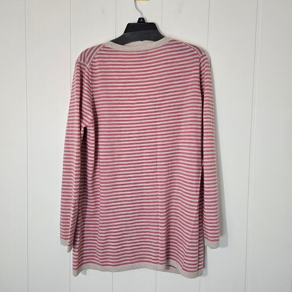 Talbots Cardigan Italian Wool Pink Stripes Button Lightweight Size XL - Picture 4 of 8